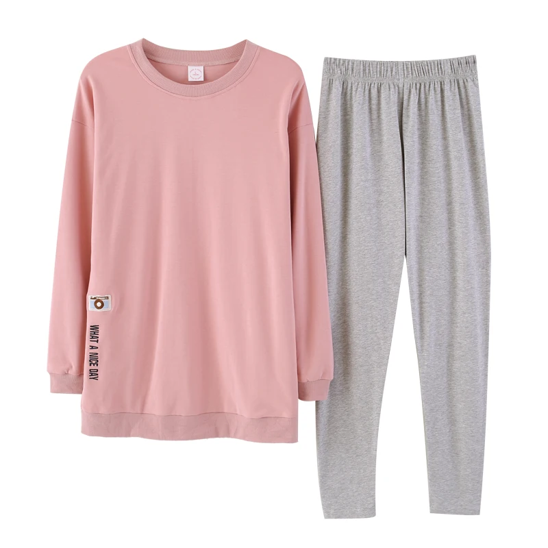 Комплект из 2 предметов: Длинный топ + штаны осенний женский Пижамный костюм