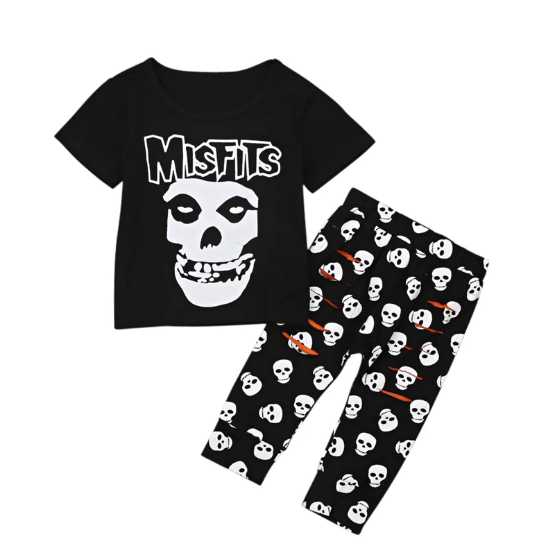 2018 Casual Christmas Girl Boys New Year's Costume Baby Clothing Newborn Overall Sport Set Skull Printed Pants Toddler Suit | Детская