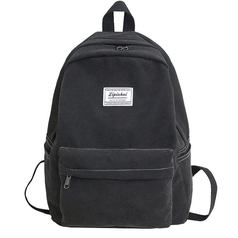black Cute Student Cotton Fabric Backpack Women School Bags For Teenage Girls Harajuku Backpacks Ladies Kawaii Luxury Female Book Bag - Цвет: black