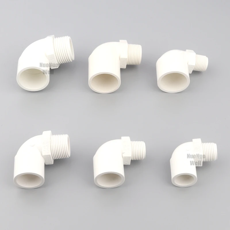 

1pcs 20 25 32mm To 1/2" 3/4" 1" Male Thread Elbow Joint Garden Irrigation White PVC Connector 90 Degrees Equal Reducer Coupling