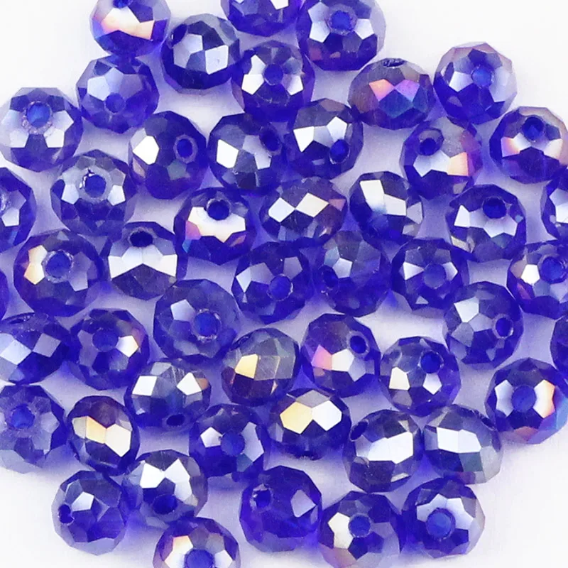 Dark Blue WLYeeS метализированный цвет 6 мм бусины Австрийские хрустальные бусины, 50 шт в наборе, плоские круглые стеклянные бусины с большим отверстием для собственноручного Для женщин изготовление браслета ожерелья - Цвет: Dark Blue