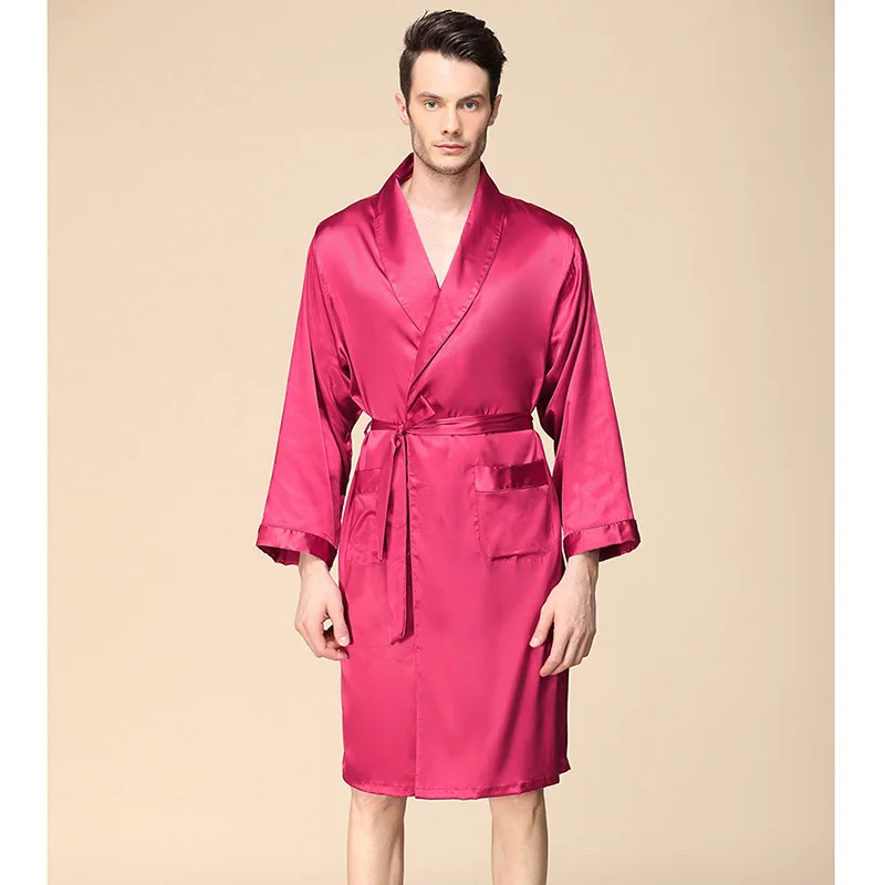 2019 весна и осень одна деталь Атлас человек для ванной Халат роскошные шелковые