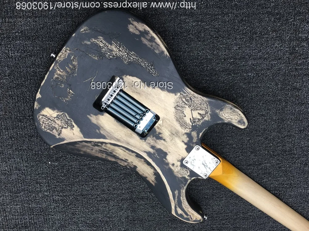 Линию заказ электрогитара Heavy Relic в возрасте черный ST электрогитара, custom shop Джо страммера в возрасте электрогитара Heavy Relic Гитары