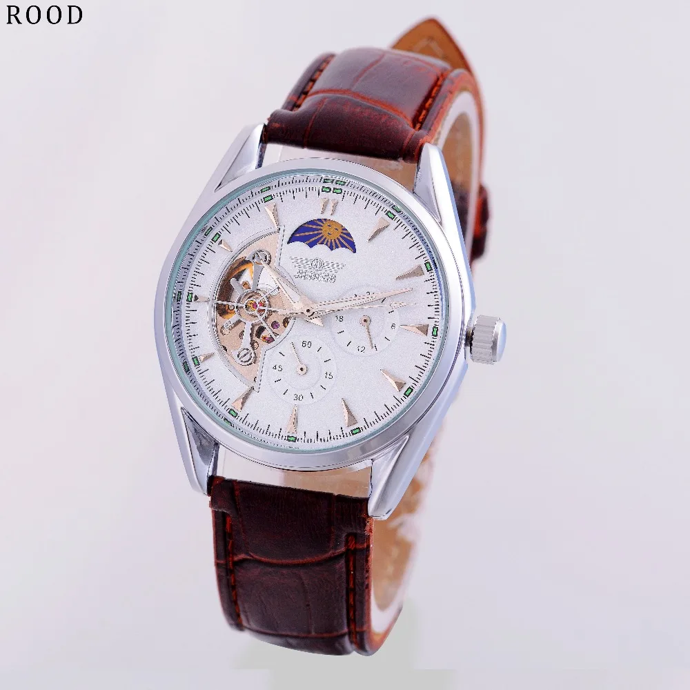 Бизнес Для мужчин S спортивные часы Tourbillon Moon Деловые Водонепроницаемый кожаный