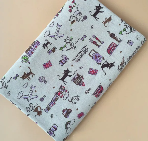 Симпатичная черно-Коричневая хлопчатобумажная льняная ткань с 3 узорами в форме