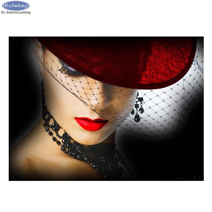 Алмазная картина 5D Женщина в шляпе набор сделай сам полная алмазная вышивка со