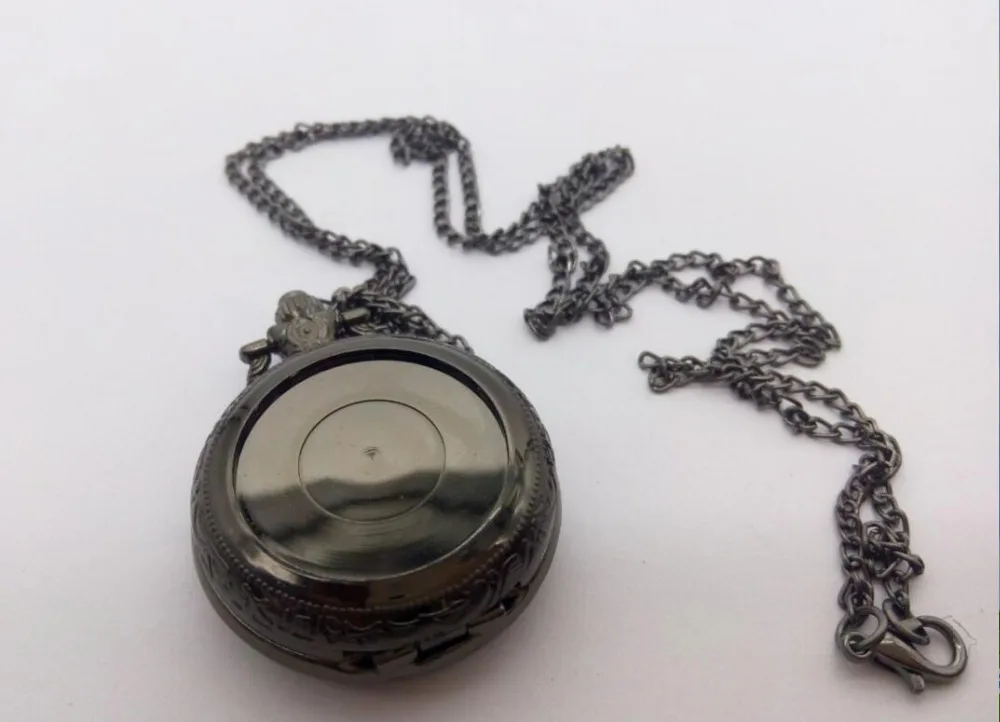 

Оптовая продажа 10 шт./лот черный Средний DIY флип часы кулон студентов подарок ожерелье карманные часы