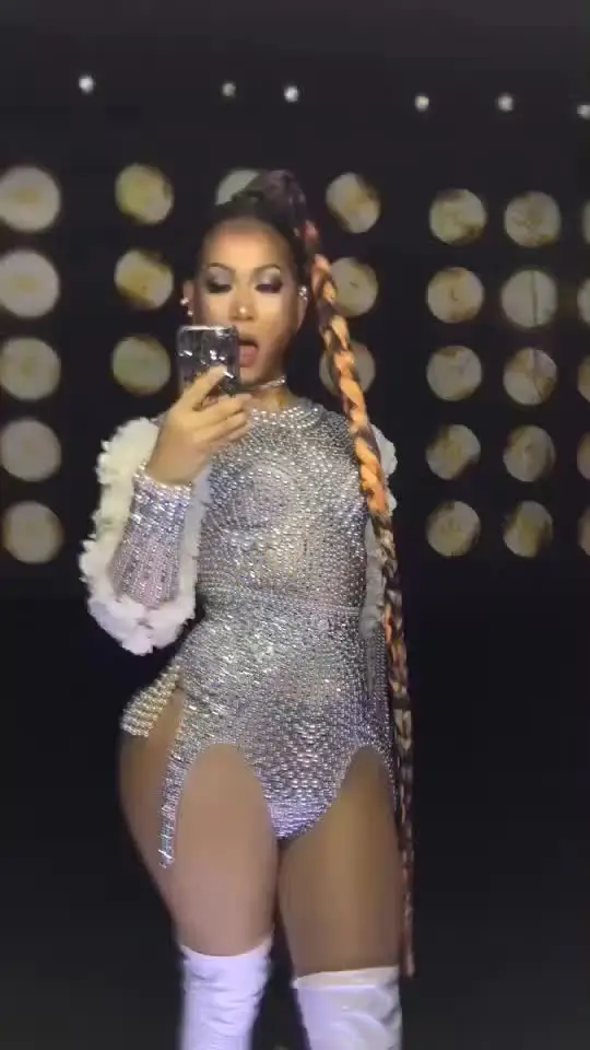 Женский новый костюм певицы бара для концерта серебристые блестящие стразы