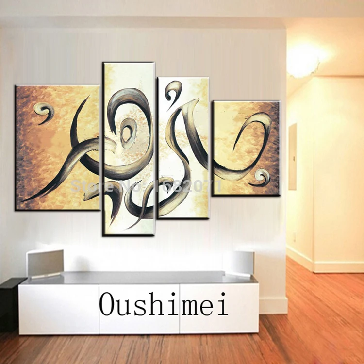 Топ художника ручной работы Группа Абстрактная Золотая картина маслом на холсте