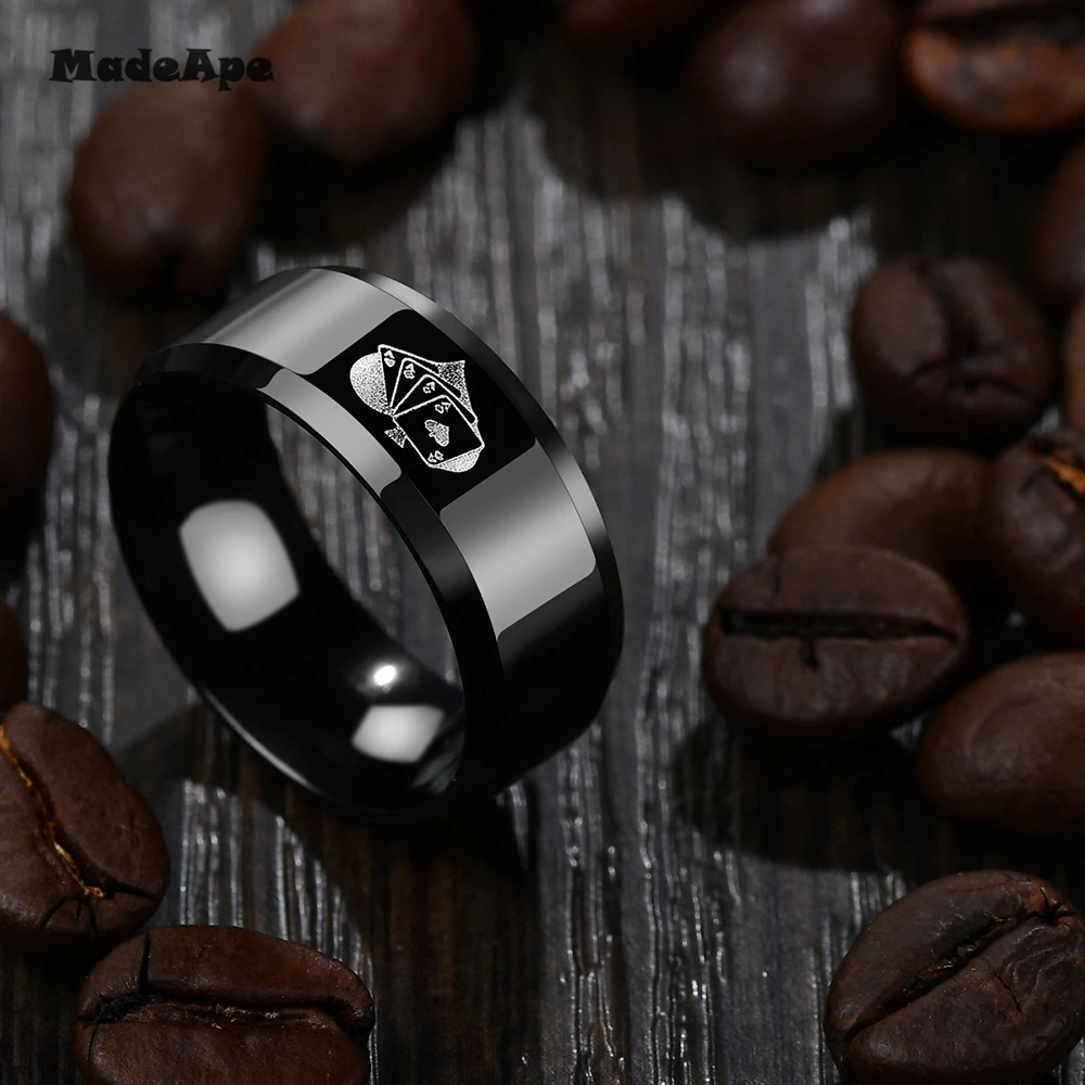 Женское кольцо из нержавеющей стали MadApe Крутое черного цвета 8 мм ювелирные