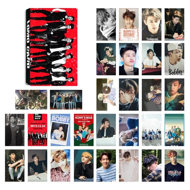 

Новинка 30 шт./компл. Kpop IKON Мини альбом фотооткрытки DIY Lomo открытка Kawaii Канцелярские подарки