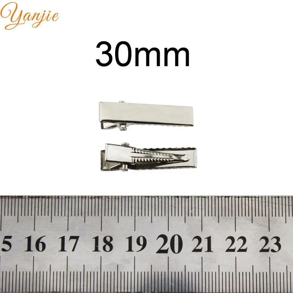 30mm 100 шт./лот, один зубец, крокодил, заколки с зубами, бутиковые заколки для волос, заколки для волос DIY, бант для волос/аксессуары - Цвет: 30mm