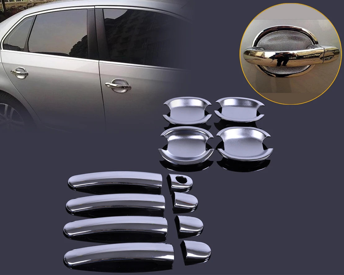 Beler Chrome 8 шт./компл. дверные ручки обложка+ 4 шт./компл. чашу комбо для Skoda OCTAVIA III Великолепная Октавия 2002-2004 2005 2006 2007