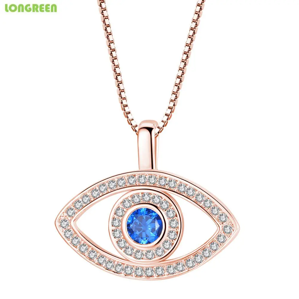 Дурной глаз Голубой Кристалл Цирконий 2018 модные женские туфли Jewelry Кулон Роза