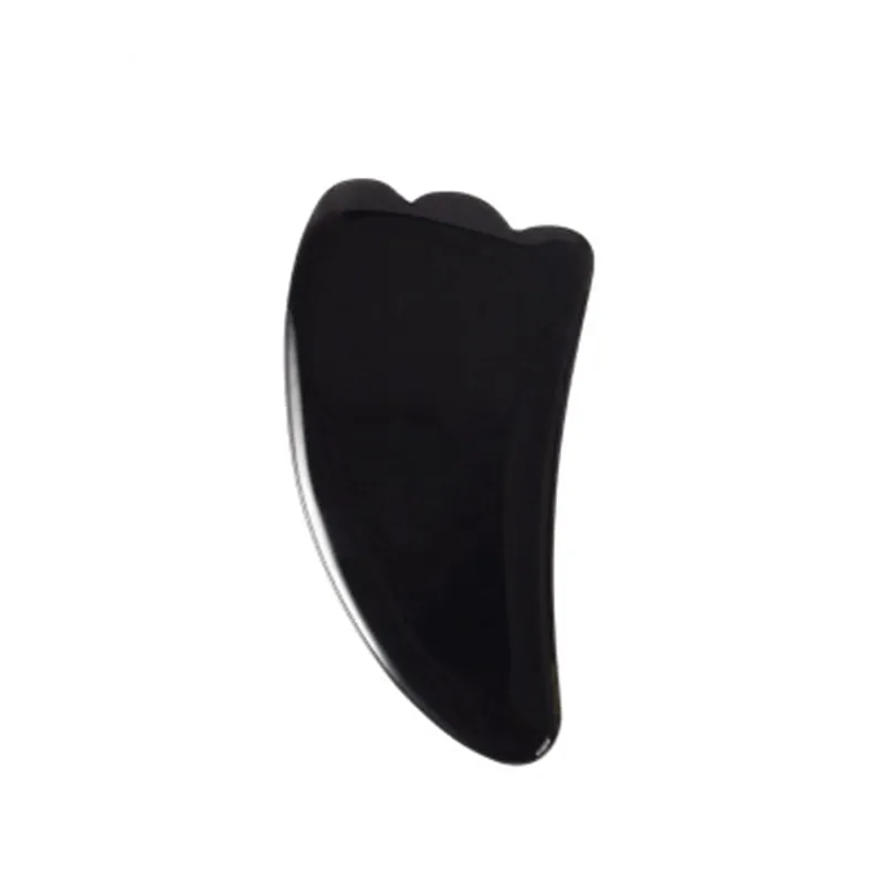 Gua Sha Board-Horn Натуральный черный обсидиановый массажный ролик с двойной головкой, нефритовый массажер для лица Gua Sha, набор инструментов для ухода за кожей, черный камень, Нефритовый ролик - Цвет: Gua Sha Board-Horn