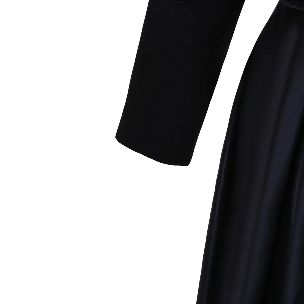 Черные официальные платья знаменитостей А-силуэта с высоким воротником длинным