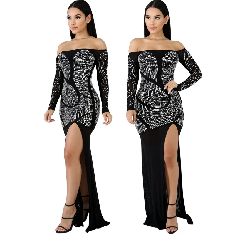Новинка 2018 женское сексуальное винтажное платье макси с открытыми плечами