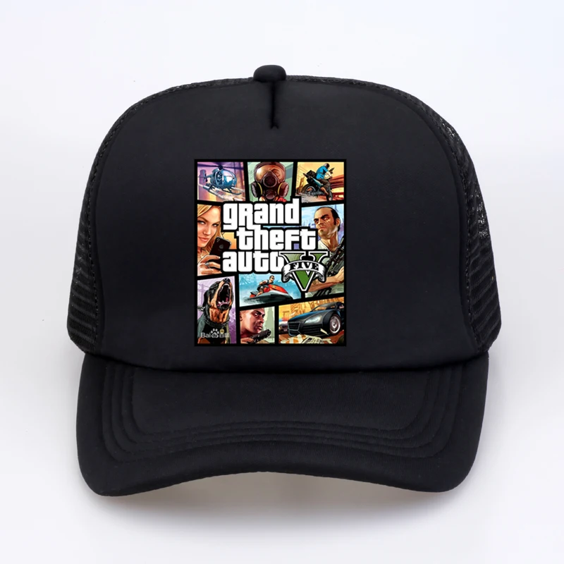 Черный Мода Grand Theft Auto V 5 GTA 5 бейсбольные кепки Горячие игры GTA 5 фанатов кепки крутые летние сетчатые кепки для водителя грузовика - Цвет: Черный
