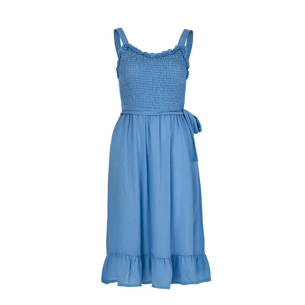 Женские платья Boho Цветочные Спагетти ремень SleevelessA Line кнопка пояса вниз качели
