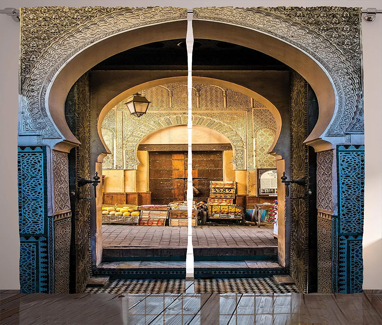 

Moroccan Curtains Decor Typical Moroccan Door to Old Medina Mediterranean Historical Arch Entrance Living Room Window Drapes