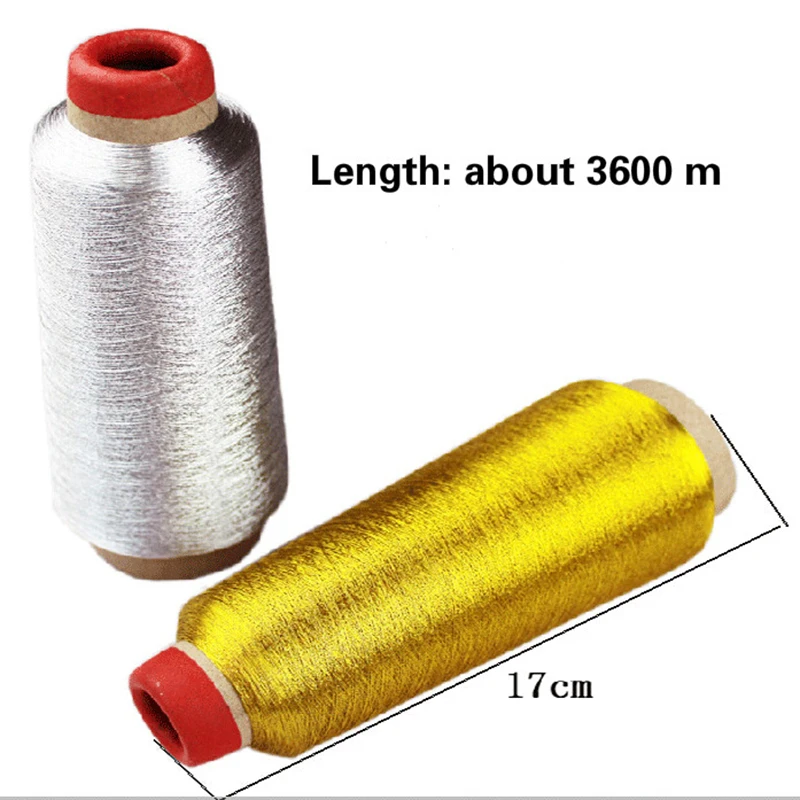 1Pc 3600 Meters length Gold silver line computer cross-stitch embroidery thread/line/textile metallic yarn woven | Дом и сад
