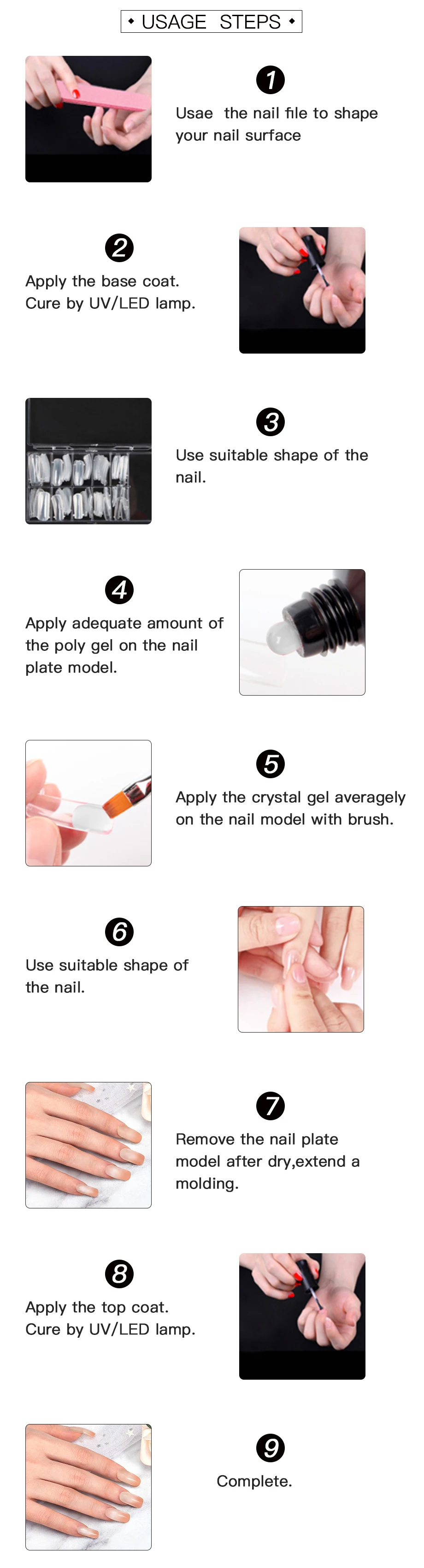 ROSALIND Poly Gel Of Nails Extension Temperature Change Acrylic Builder Hybrid Varnish Base Top Gel Nail Polish For Manicure Set