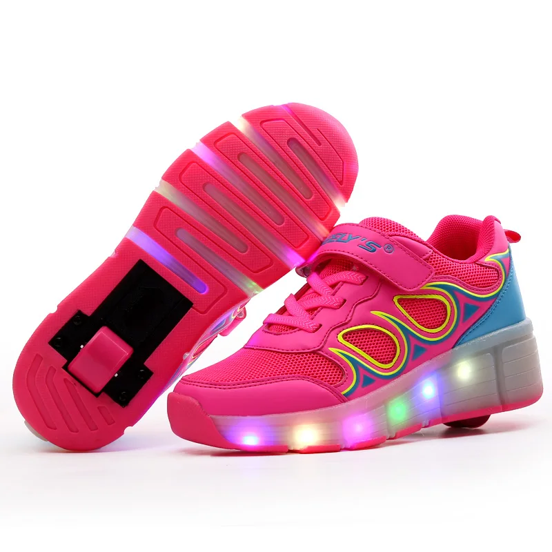 Children Light Roller Shoes Fashion Breathable With LED Lighted Boy &amp Girls Sport Casual Kids Wheels Sneakers BZ043 | Детская одежда