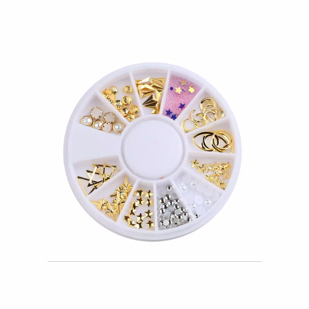 3D полые украшения для ногтей металлические Смешанные формы золотые Типсы DIY