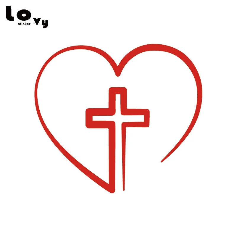 Виниловая наклейка для автомобиля с крестиком сердцем Иисусом креативная
