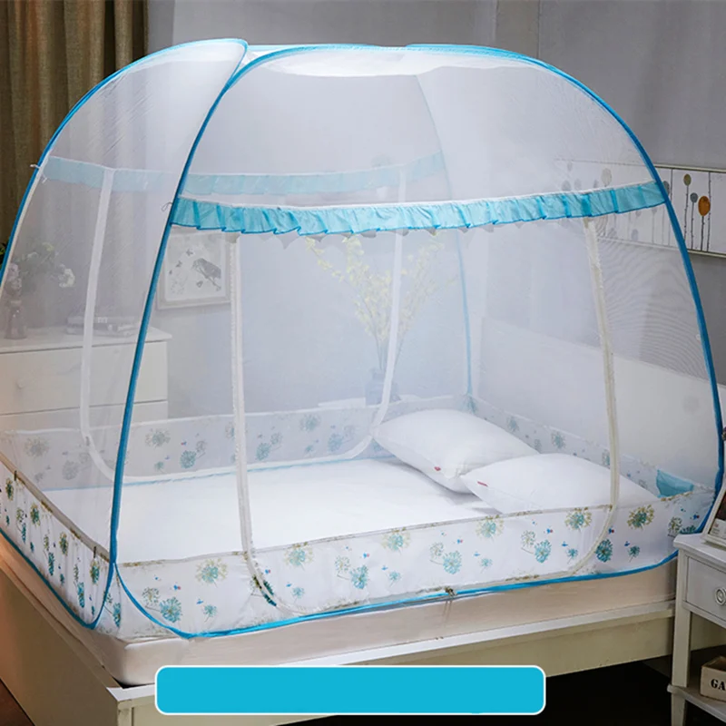 

Folding Mosquito Net For Adults Double Bed Mongolian Yurt Mosquito Curtain Flower Pattern Insert Netting Portable Mosquito Net
