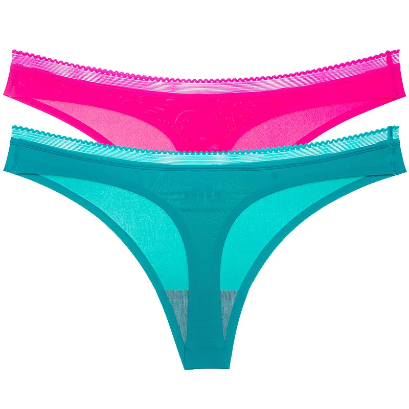 Green Pink 2 шт., сексуальные женские стринги, стринги, женские трусы-танга, трусы с низкой посадкой, женское нижнее белье, трусики-стринги S9789 - Цвет: Green Pink