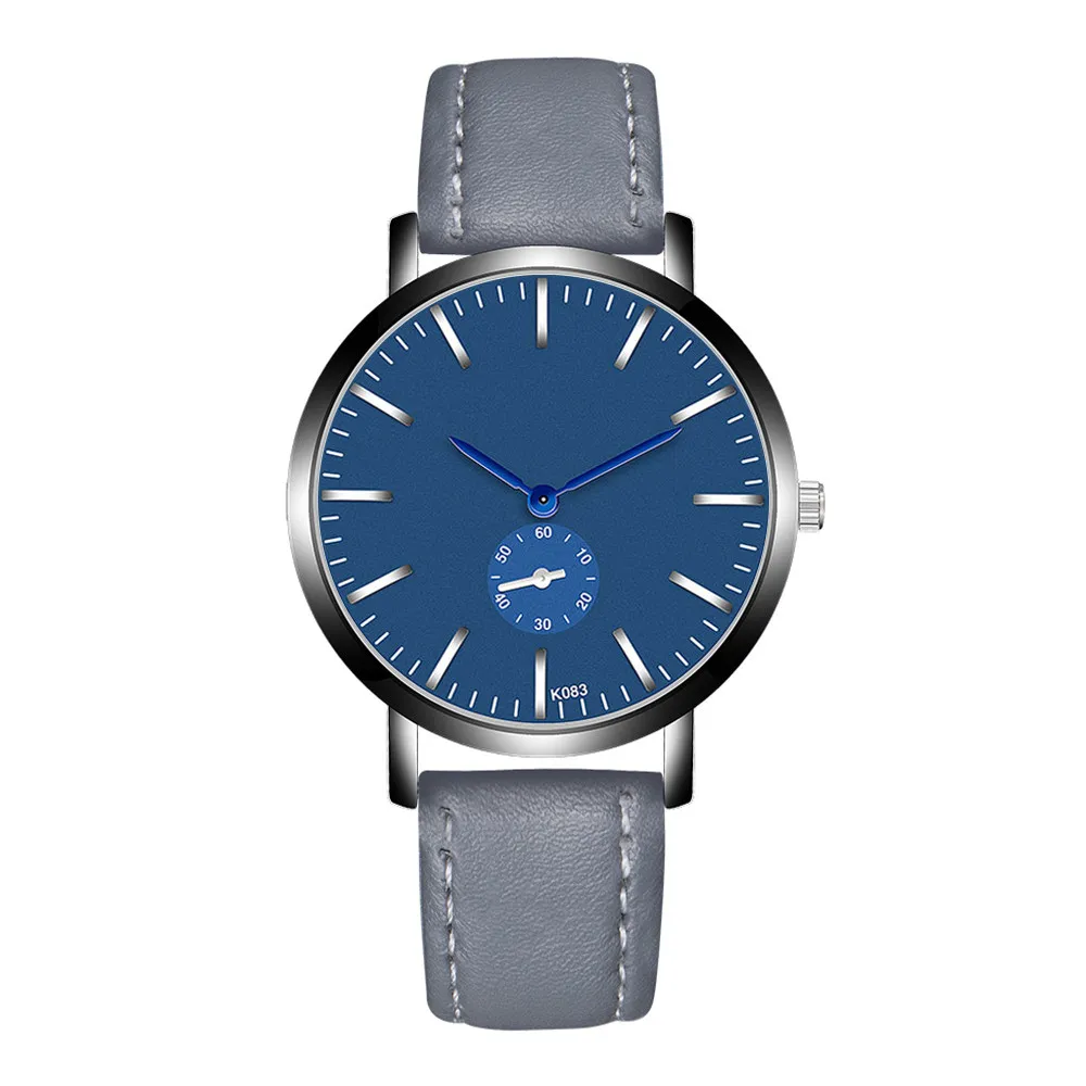 Gray Модные мужские часы спортивные модные наручные часы Montre Homme из натуральной кожи Relojes Hombre кварцевые мужские деловые наручные часы B50 - Цвет: Gray