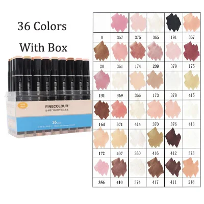 36 colors in box Finecolour маркеры на спиртовой основе мягкая кисть двойной кончик кожи цветной графический Рисунок технический дизайн эскиз Художественный набор - Цвет: 36 colors in box