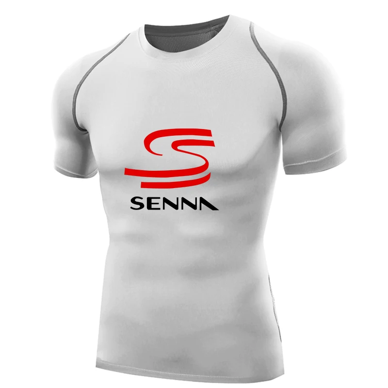 Мужская компрессионная футболка ayrton senna быстросохнущая с короткими рукавами для