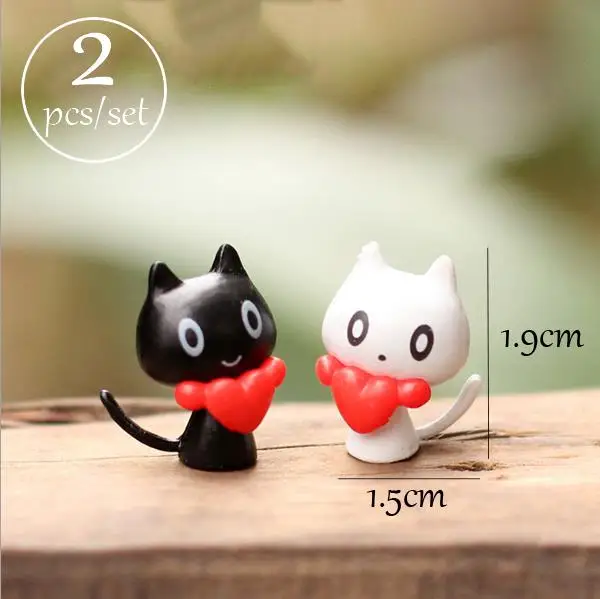 cat 2 pcs BAIUFOR миниатюрный Террариум для животных, аксессуары, волшебные садовые фигурки, кукольный дом, Декор, мини-овечка, кролик, олень, лягушка, ежик, свинка - Цвет: cat 2 pcs