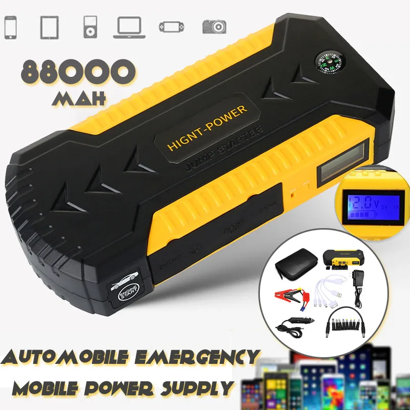 KROAK автомобильное пусковое устройство power Bank 89800mAh 12V 4USB автоматический усилитель аккумулятора аварийное зарядное устройство пусковое устройство с светодиодный светильник