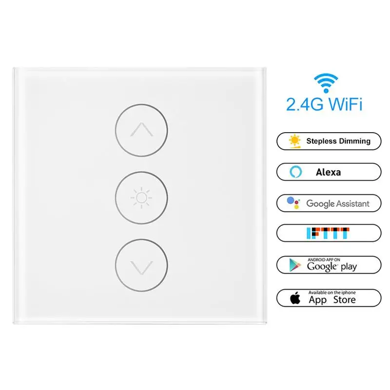 Затемняемый Wifi умный настенный сенсорный диммер, Переключатель ЕС стандартное приложение дистанционное управление работает с Amazon Alexa и Google Home