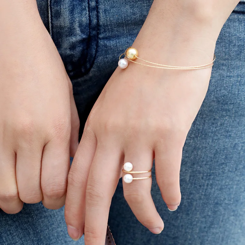 Японские браслеты из двух жемчужин Akoya морской воды и 18-каратного золота [YS] Fine Jewelry.