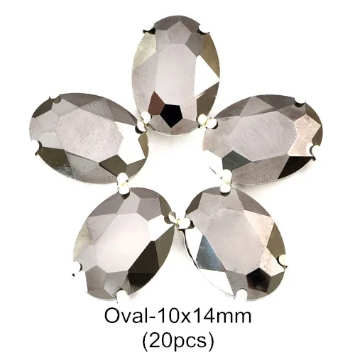 Oval 10x14mm Гематит высокое качество стекло кристалл пришивные стразы с коготь Кристалл каплевидные Пришивные коготь стразы для одежды B3794 - Цвет: Oval 10x14mm