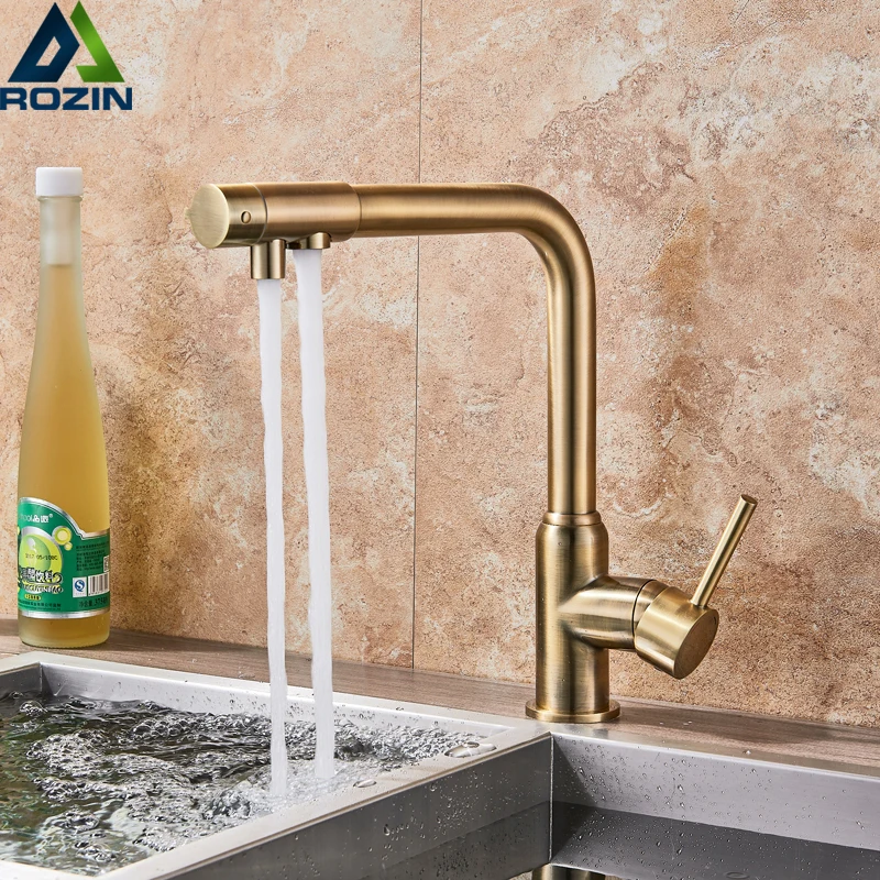 Античная бронза горячая холодная вода кухонный кран чистая Миксер для напитков с