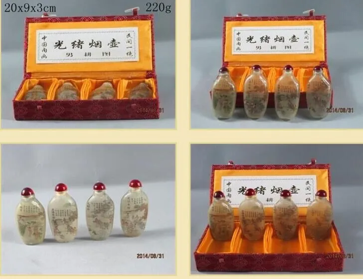 

4PCS RARE CHINESE INSIDE HAND PAINTING GLASS SEXY SNUFF BOTTLE