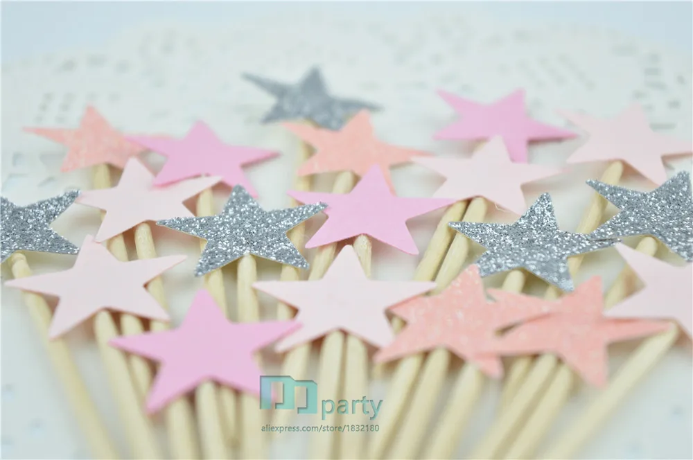 Для выведения токсинов 40 шт розовый с блестящими звездочками для