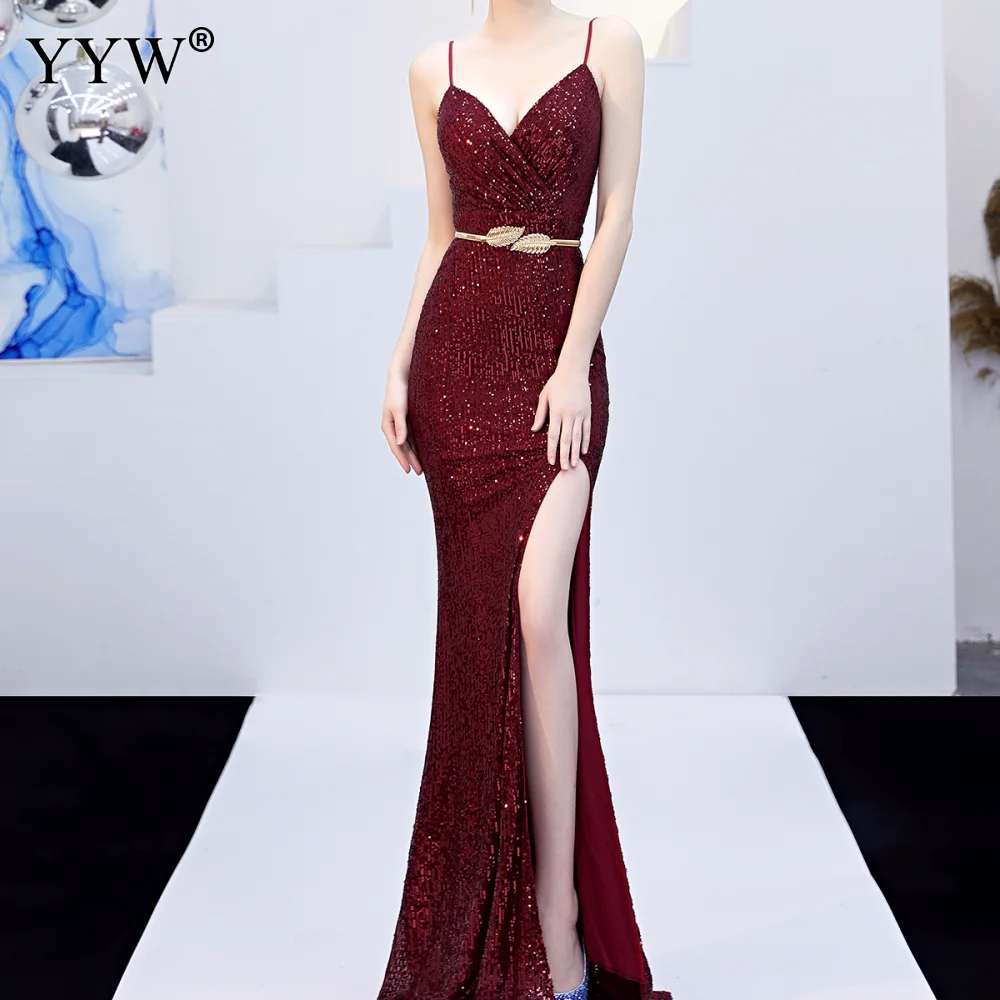 Пикантная обувь с блестками вечернее платье для выпускного вечера Robe De Soiree 2021 v