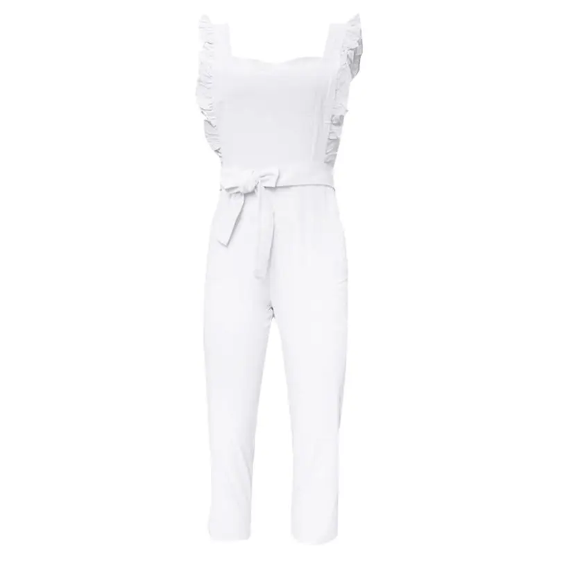 Женский Повседневный льняной комбинезон с поясом летняя рубашка рукавами