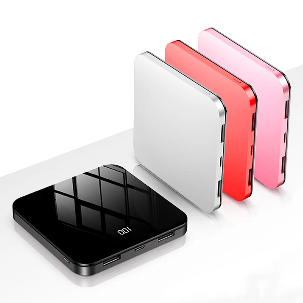 Мини портативное зарядное устройство 5000 мАч ультратонкое светодиодное зеркало