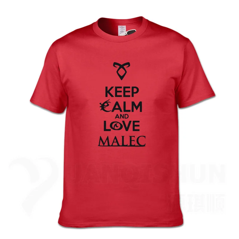 Keep Calm And Love Malec/Новинка года; футболка с охотниками в виде теней; модные летние топы 16 цветов; хлопковая хипстерская футболка с круглым воротником - Цвет: Red 2