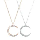 QIAMNI 2016 новейшее Элегантное ожерелье с кулоном в виде полумесяца с фианитами уникальная Минималистичная бижутерия подарок для девочек и женщин