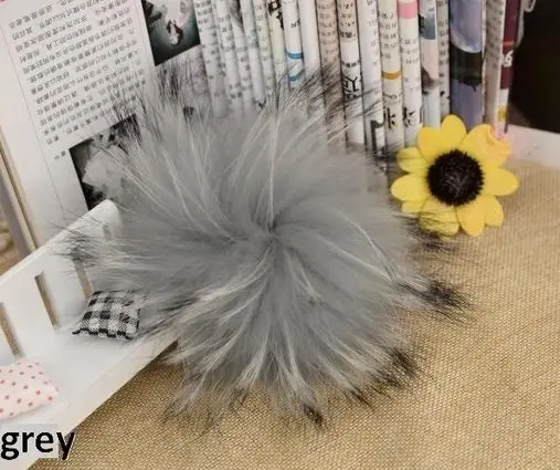 Light Grey 15 см самодельные помпоны из натурального меха енота, Меховые помпоны для женщин и детей, шапочки-бини, шапки большого размера, натуральный помпон для обуви, шапки и сумки - Цвет: Light Grey