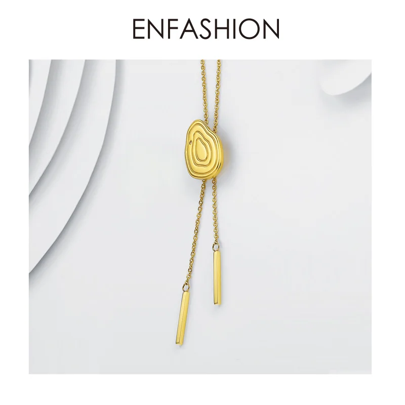 Женское Ожерелье чокер Enfashion золотистое длинное ожерелье из нержавеющей стали с