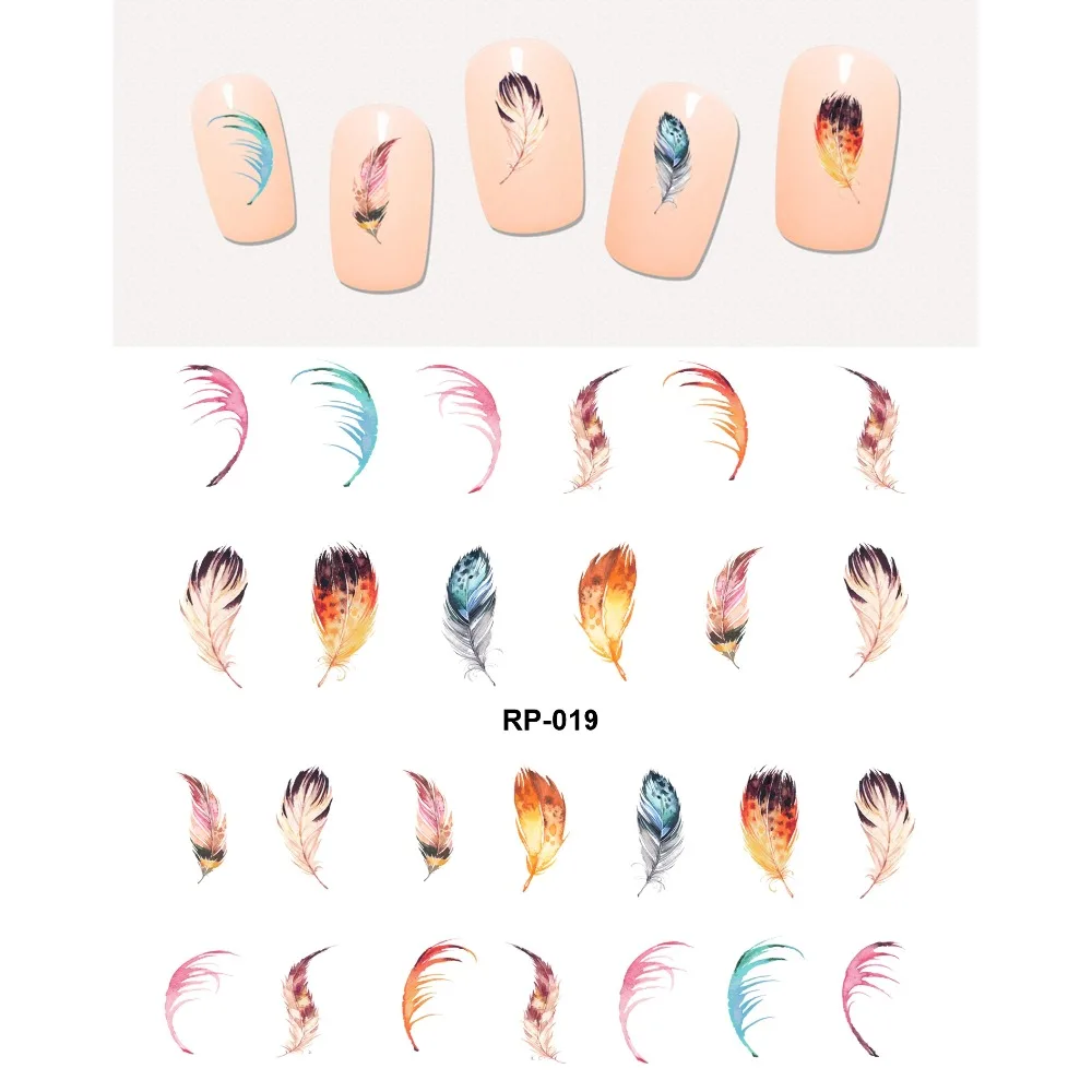 Красивая водная наклейка для дизайна ногтей слайдер птица перо павлина